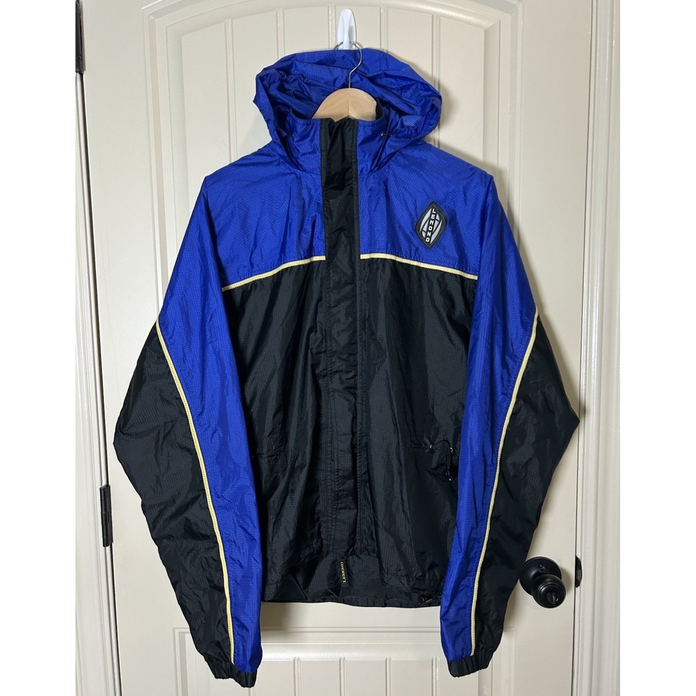 Vtg Lemond Cycling Windbreaker Jacket XL Blue Black Hooded Zip Up Sportswear